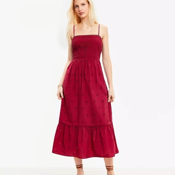 LOFT Dresses & Skirts - LOFT Red Tiered Ruffled Sundress